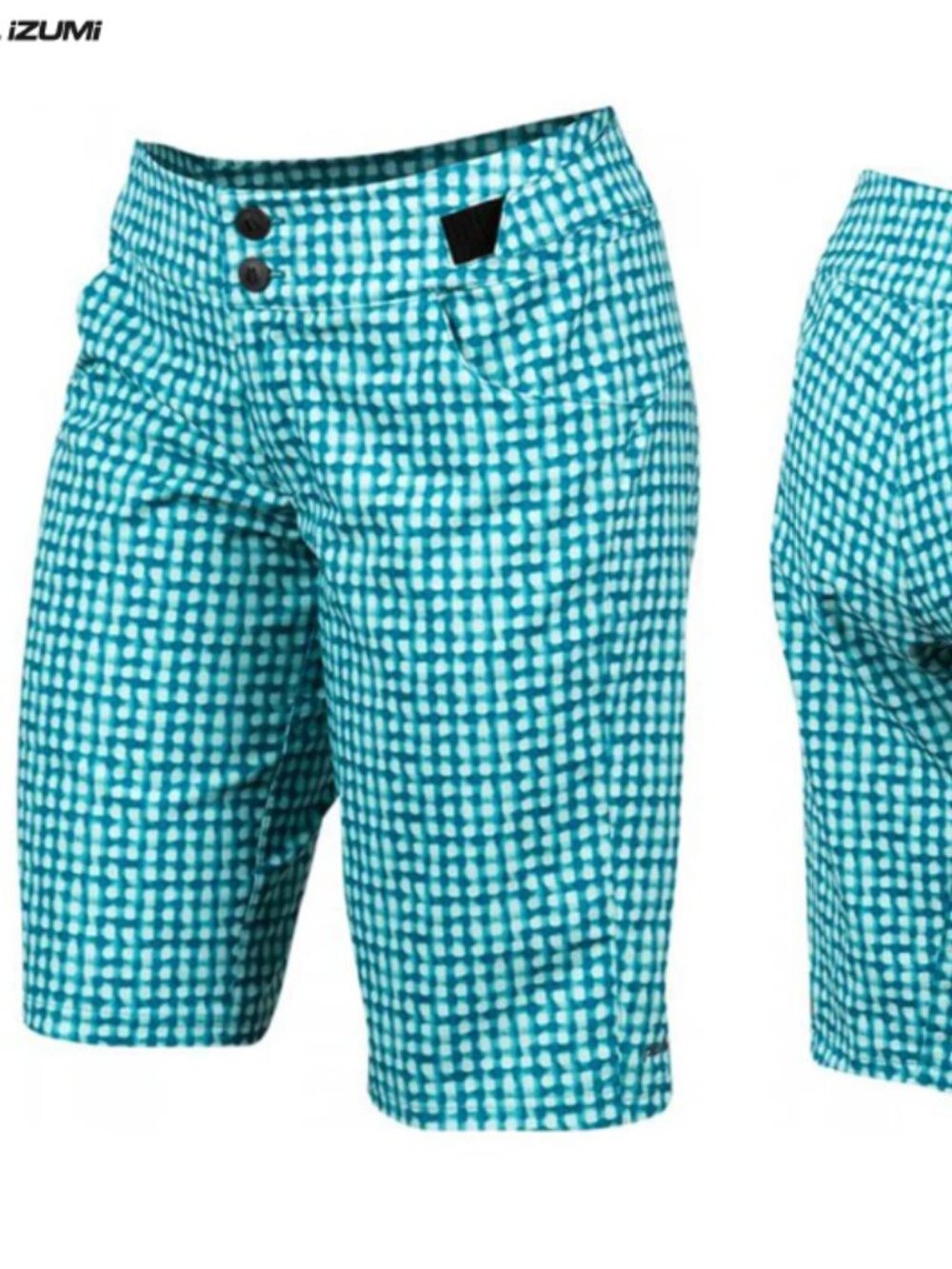 Pearl Izumi Launch Teal Glacier Gingham Print Shorts Women's Size 10 NWT
